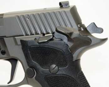 The Search for the Holy Grail Ends Here: SIG Sauer Legion P226 SAO The SAO is absent the decocking lever and has a very nice ambidextrous thumb safety. Slide stop is not as easy to operate as on models without the safety lever.