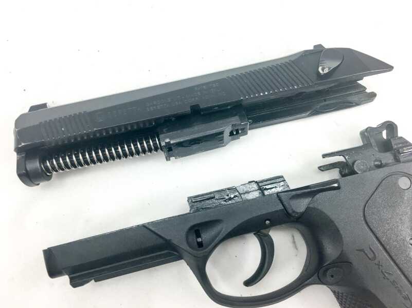 Beretta .40 PX4 Storm Pistol - A Closer Look - Range Report Field stripping is simple. The spring is captive, so nothing flies when you take it apart.