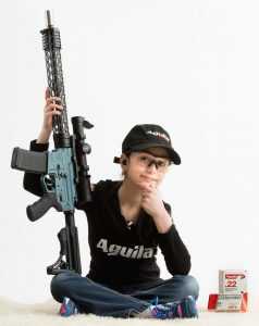 Aguila Helps Heroic Young Shooter, Alexis Welch! Although Alexis started with rimfires, she has recently upgraded to centerfires like this AR (as well as a 9mm pistol).