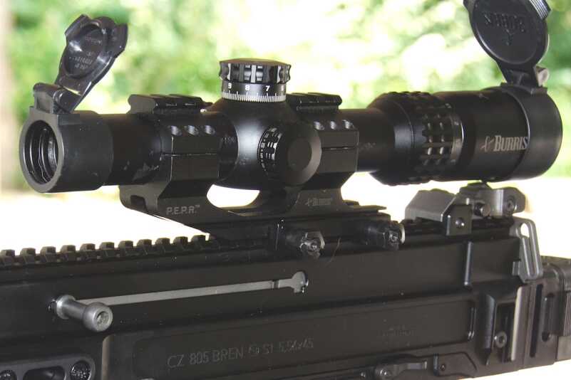 Civilian Bren Light Machinegun - CZ 805 Bren S1 Carbine Full Review The author topped the carbine off with a Burris XTR II 1-5x24mm. He felt it would do well with this rifle for close to medium range shooting.