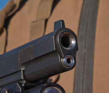 A 100-Yard 1911: Republic Forge Longslide 10mm—Full Test The test pistol featured forward cocking serrations on the extended longslide.