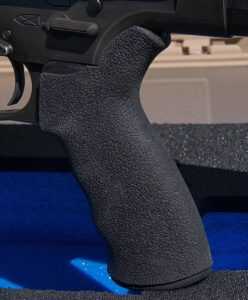 DRD Tactical Takedown Kivaari Semi-Auto .338 Lapua Magnum The DRD Tactical .338 can accept standard AR-style pistol grips of the user's choosing.