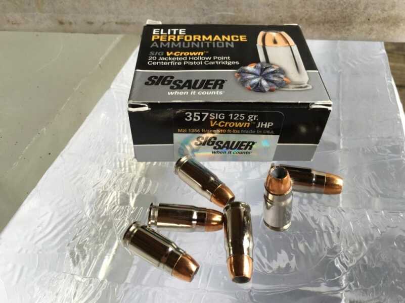 Sig Sauer's Elite Performance V-Crown .357 Sig 125-grain ammunition. 