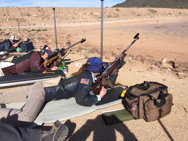 Prone position: shooter is set up so they can stay in position while they roll to look through their scope, and then return to shooting with minimal movement.