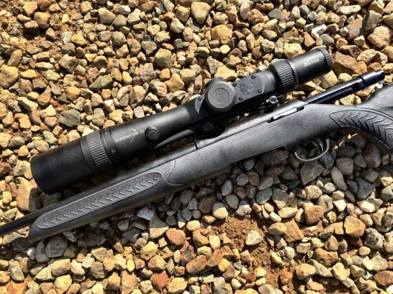 I tested the Burris Eliminator with this brand new Thompson Center Compass rifle chambered in .204 Ruger. Even with the tiny little .20 caliber bullet, I was able to nail targets out to 600 yards. 