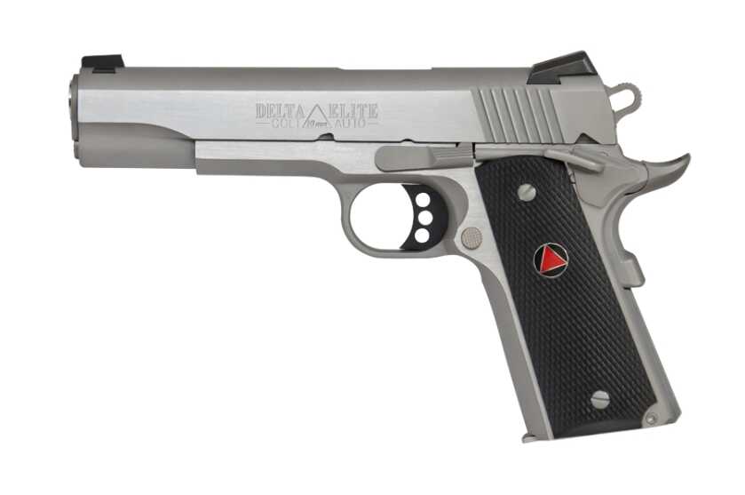 Factory Colt Delta Elite 10mm stainless 1911 showing the retro styling of the modern production pistol