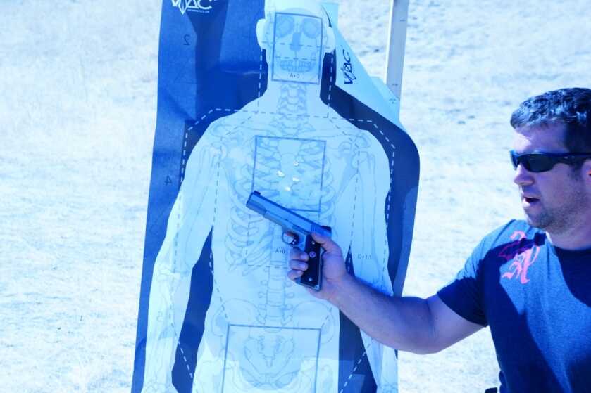 Colt Delta Elite 10mm pistol during the original GunsAmerica range test