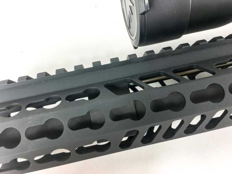 A 6-pound, sub-MOA, 9 5.56mm AR?—Full Review. The Keymod-ready handguard allows you to mount gear on seven different angles around the guard.