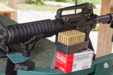 the author set the rifle up in a Caldwell Lead Sled solo and ran Aguila 62-grain ammo through it.