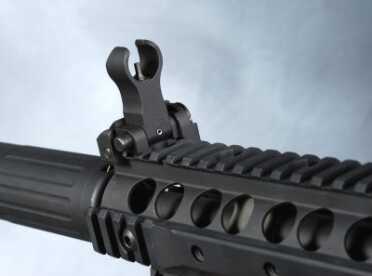 Suppressor Company Offers An AR?—The AAC MPW in 300 BLK—Full Review The author equipped the MPW with a “HK” style front sight from Troy. Image courtesy of Camera1.