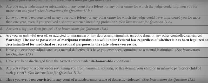 New FFL Form 4473 for Background Checks Incoming form-4473-new-2017-decriminalized-marijuana-still-illegal