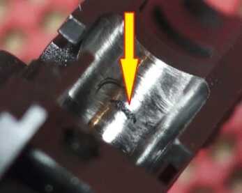 A Plastic 1911? The EAA Witness 1911P .45 ACP—Full Review. The 1911Ps seem to have a flaw in the feed ramp (see arrow) that can add to feeding problems. Certain magazine brands appear to be more affected by this than the stock magazine.