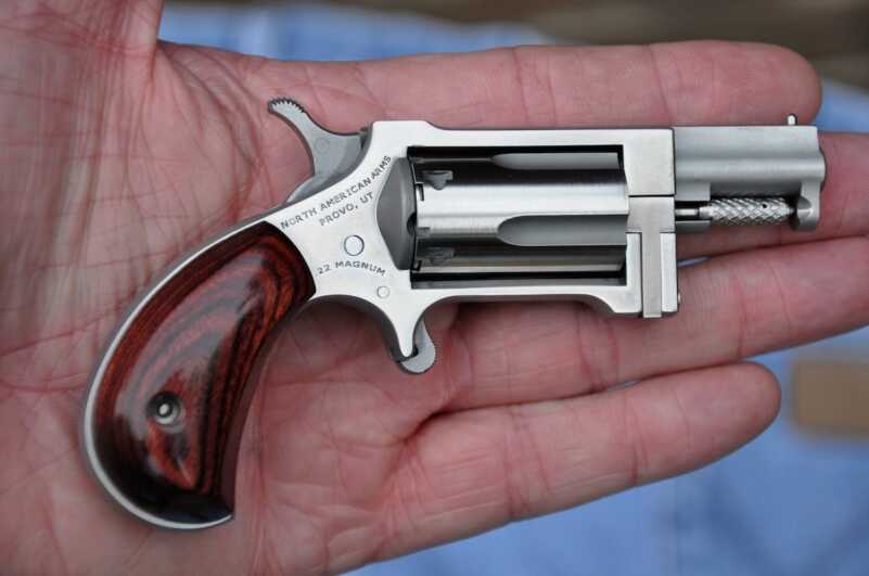the NAA Sidewinder delivers five shots of .22 Magnum in and ultra-compact and ultra-light package.