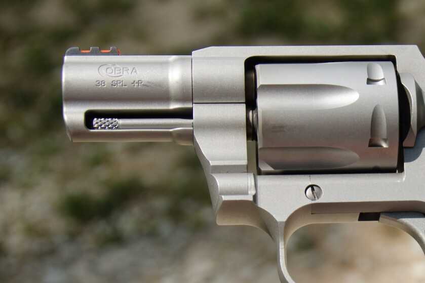 Colt Cobra full underlug barrel and generous ejector rod on the compact 2-inch revolver