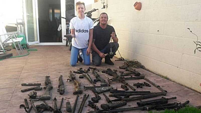 British Father and Son Find Dozens of Guns Fishing with Magnets British Father and Son Find Dozens of Guns Fishing with Magnets