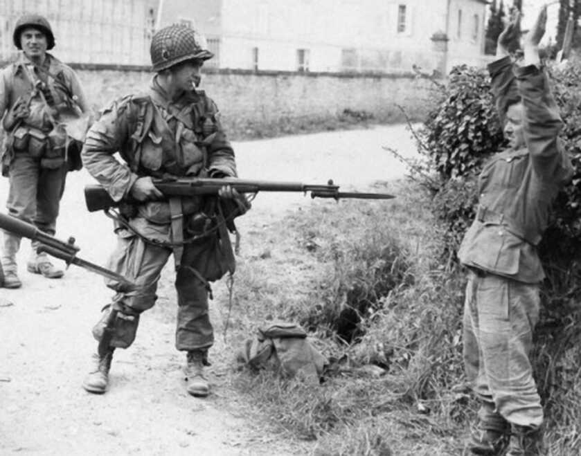 Captured German soldiers surrendered after Leonard Funk’s close quarters Thompson fight