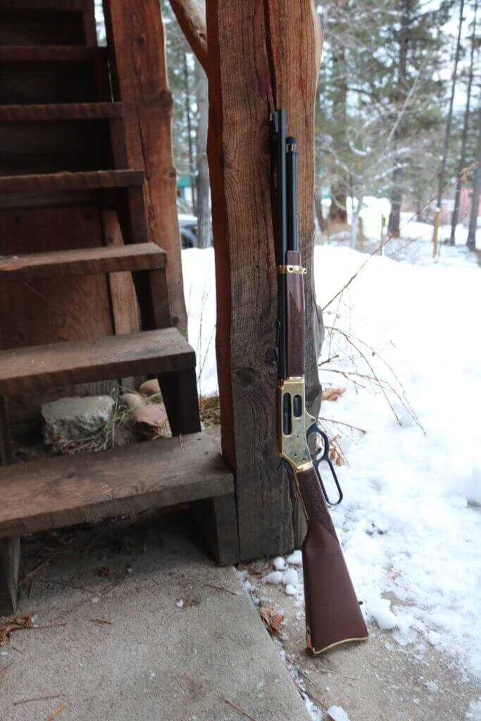 Henry .45-70 lever action rifle carried as a serious bear country defensive rifle