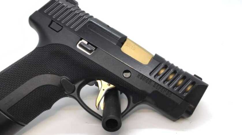 New Honor Defense Pro9 with Gold Accents and Two-Piece Trigger New Honor Defense Pro9 with Gold Accents and Two-Piece Trigger