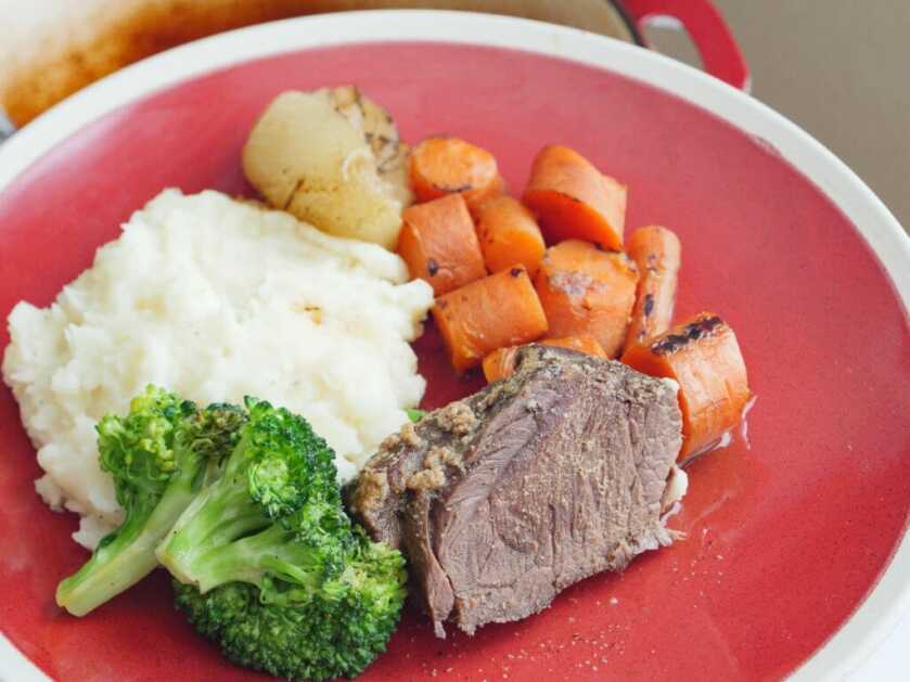 Finished Mother’s Day wild game pot roast with mashed potatoes