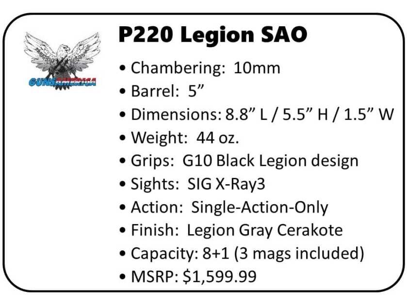 10mm Gets Sophisticated… New SIG Legion P220 SAO 10mm Gets Sophisticated… New SIG Legion P220 SAO