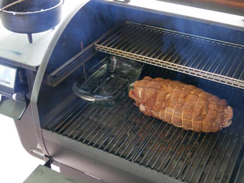Simple Gourmet: Smoked Bear Ham Bear ham smoking on pellet grill with water pan for added moisture