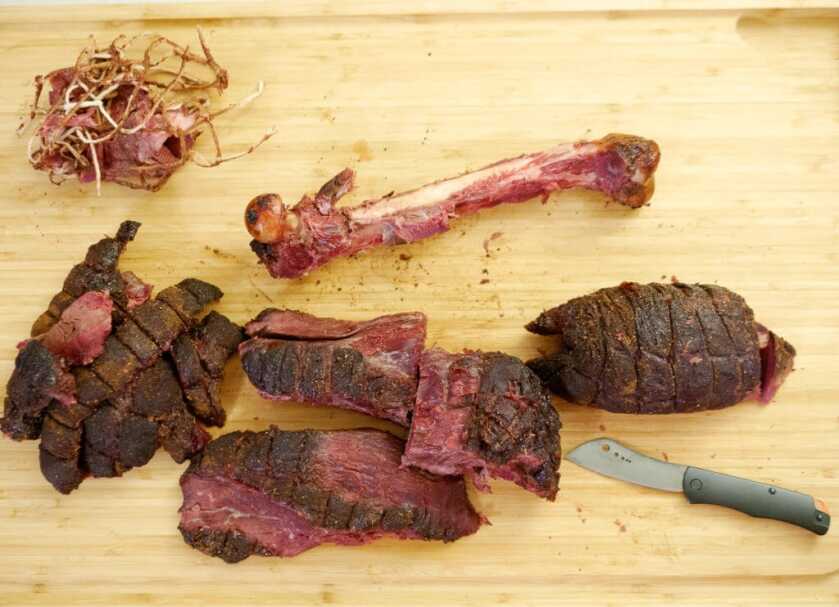 Simple Gourmet: Smoked Bear Ham Smoked bear ham sliced away from the bone with outer bark removed for soup