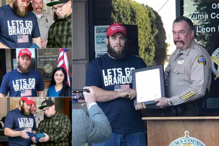 Marine Who Stopped Armed Robber Wears ‘Let’s Go Brandon’ Shirt to His Valor Award Ceremony&nbsp;