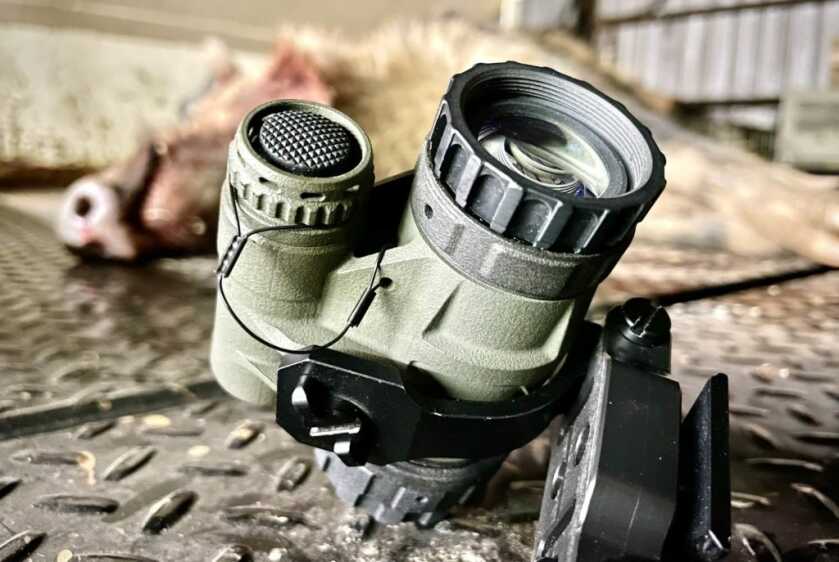 Nocturn Industries Tanto UANVM ultralight adaptable night vision monocular on table closeup