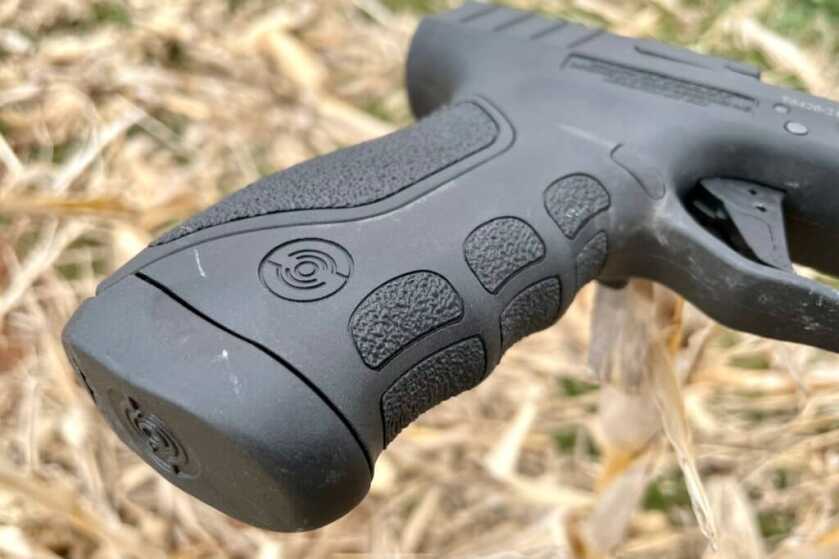 Three interchangeable backstraps are included to allow customizing the best fit for varying hand sizes.