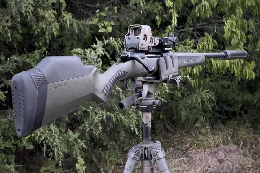 Savage Impulse Hog Hunter straight-pull rifle side profile with OD green AccuStock