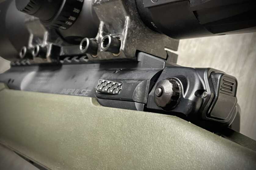 Savage Impulse Hog Hunter bolt release and quick release controls on the receiver