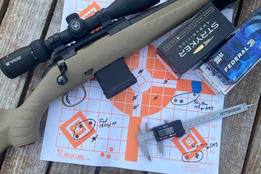 Ruger American Ranch 300 BLK: Quiet by Design Ruger American Ranch 300 BLK accuracy group from range testing with Winchester ammunition