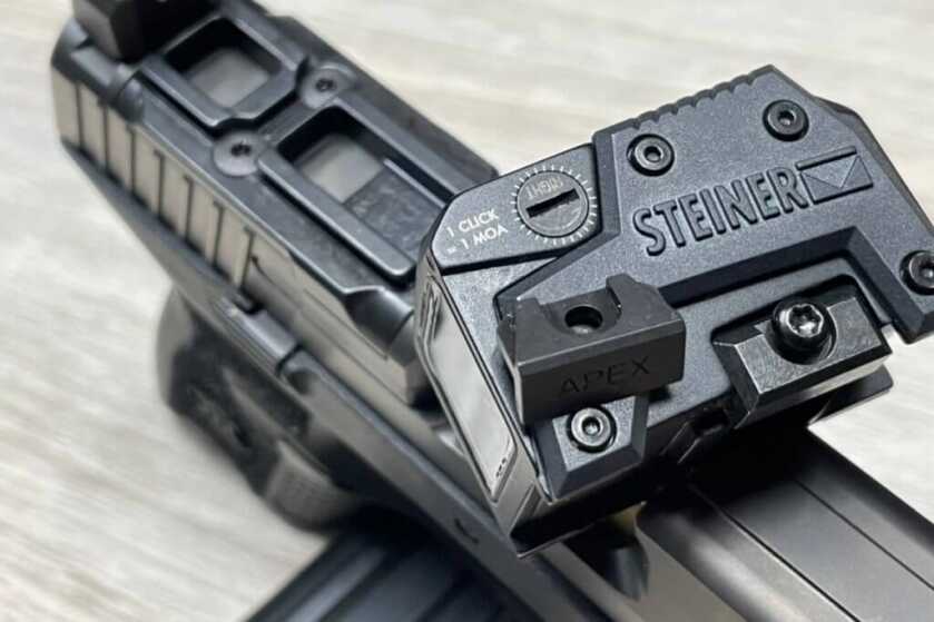 Steiner MPS: Enclosed-Emitter Micro Pistol Sight Review Steiner MPS sitting stylishly on pistol
