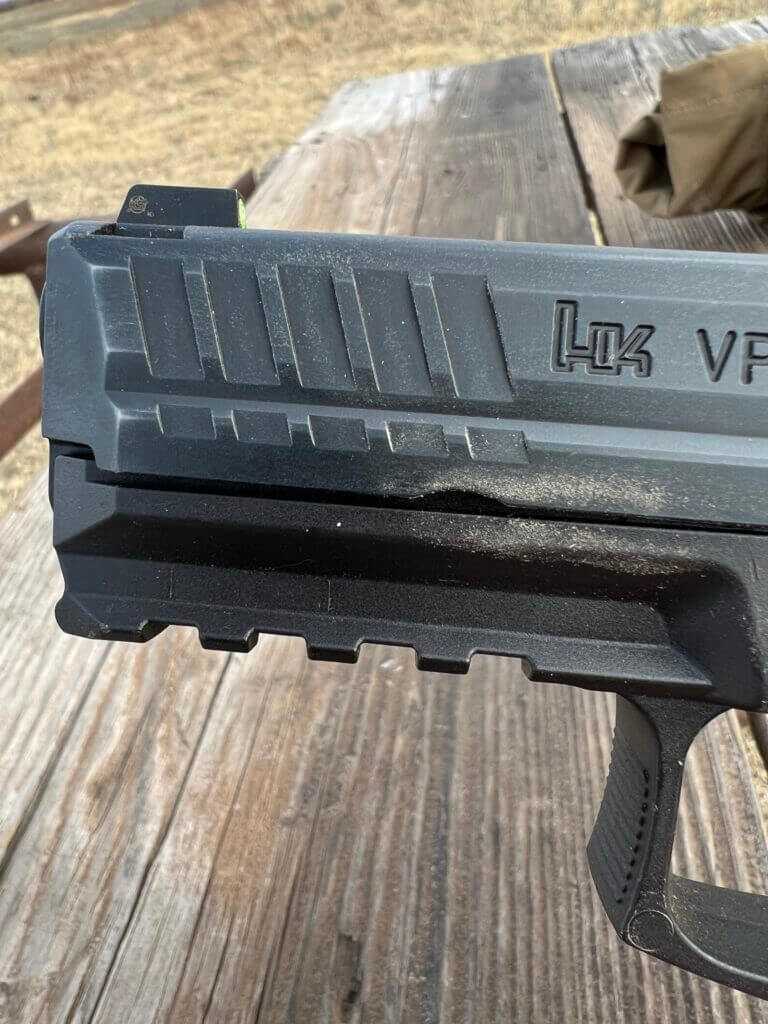 H&K VP9B front slide serrations and Picatinny accessory rail