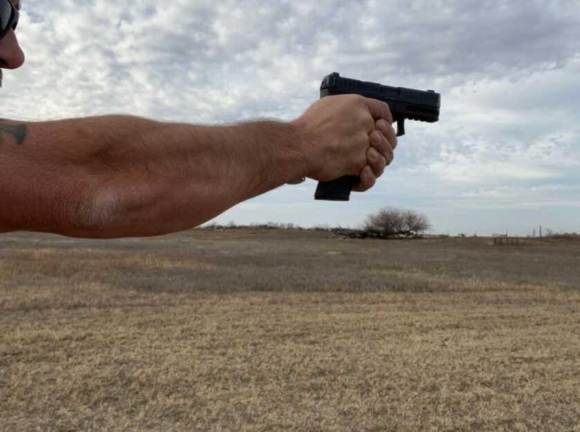 H&K VP9B firing with a factory 20-round magazine during range testing