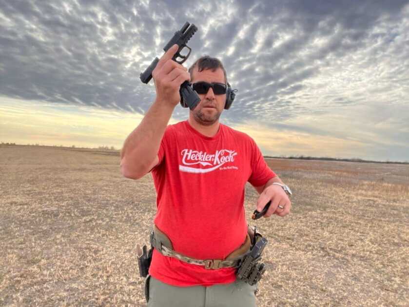 H&K VP9B being reloaded during range testing