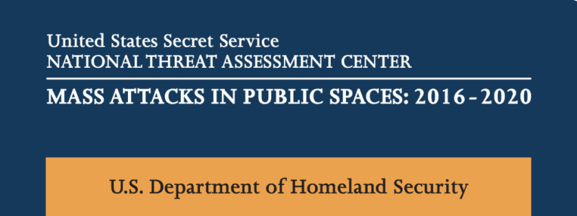 Secret Service mass attack study covering 173 public attacks from 2016 through 2020
