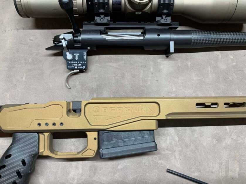 Getting Hot And Heavy With The Bergara MgLite: Full Review Removing the chassis from the MgLite reveals a triggerTech Primary trigger.