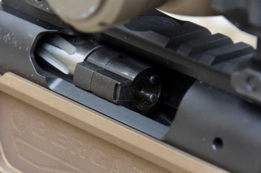 Getting Hot And Heavy With The Bergara MgLite: Full Review A closeup of the floating bolt head, dual ejector, slab ejector and bolt of the Bergara MgLite.