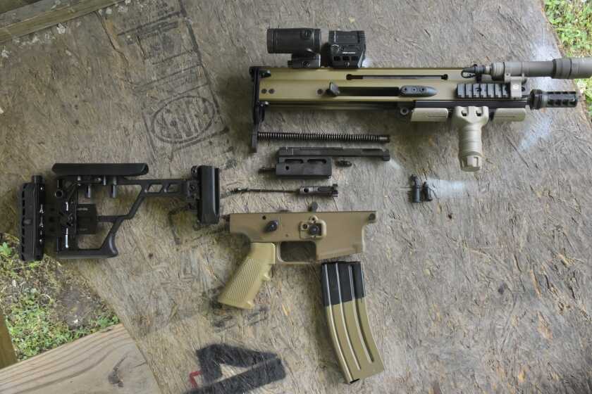 FN SCAR 15P field stripped into major components at the rifle range