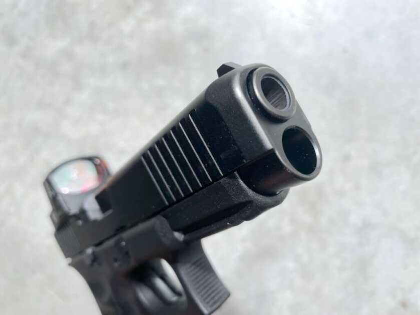 1 - Glock G47 MOS: More Of The Same, Yet Different Tapered muzzle of a Glock G47 MOS pistol.