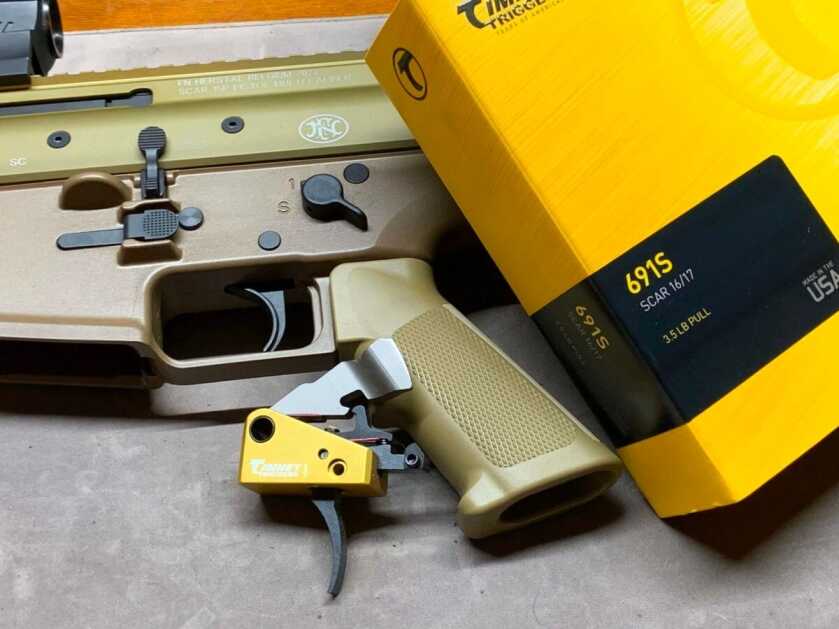 Timney SCAR trigger installed in FN SCAR 15P after replacing the factory trigger