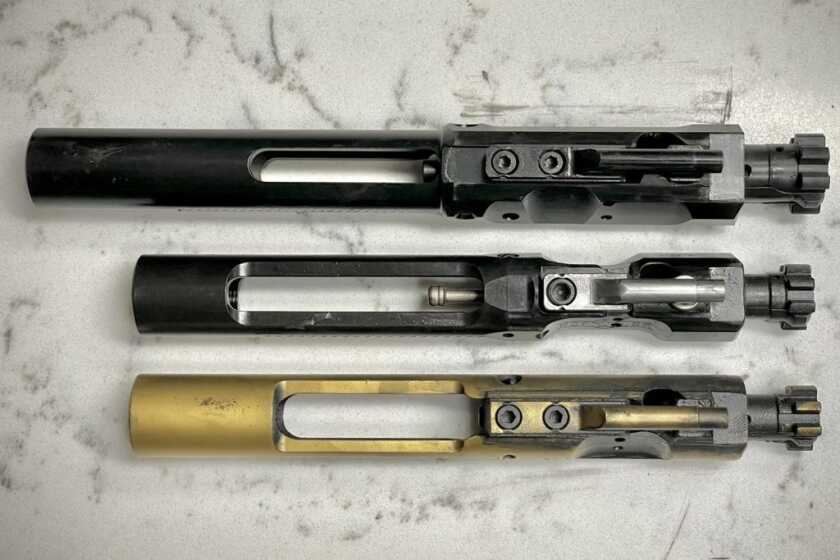 Project “Rogue” - POF Rogue Sub-6lb AR10 Review! From top to bottom: standard AR10 BCG, POF Rogue BCG, standard AR15 BCG