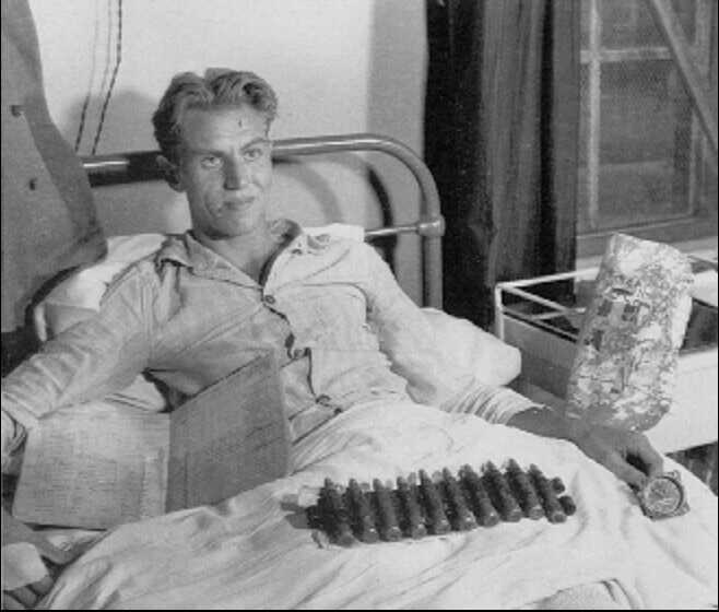 George Beurling in bed from dysentery