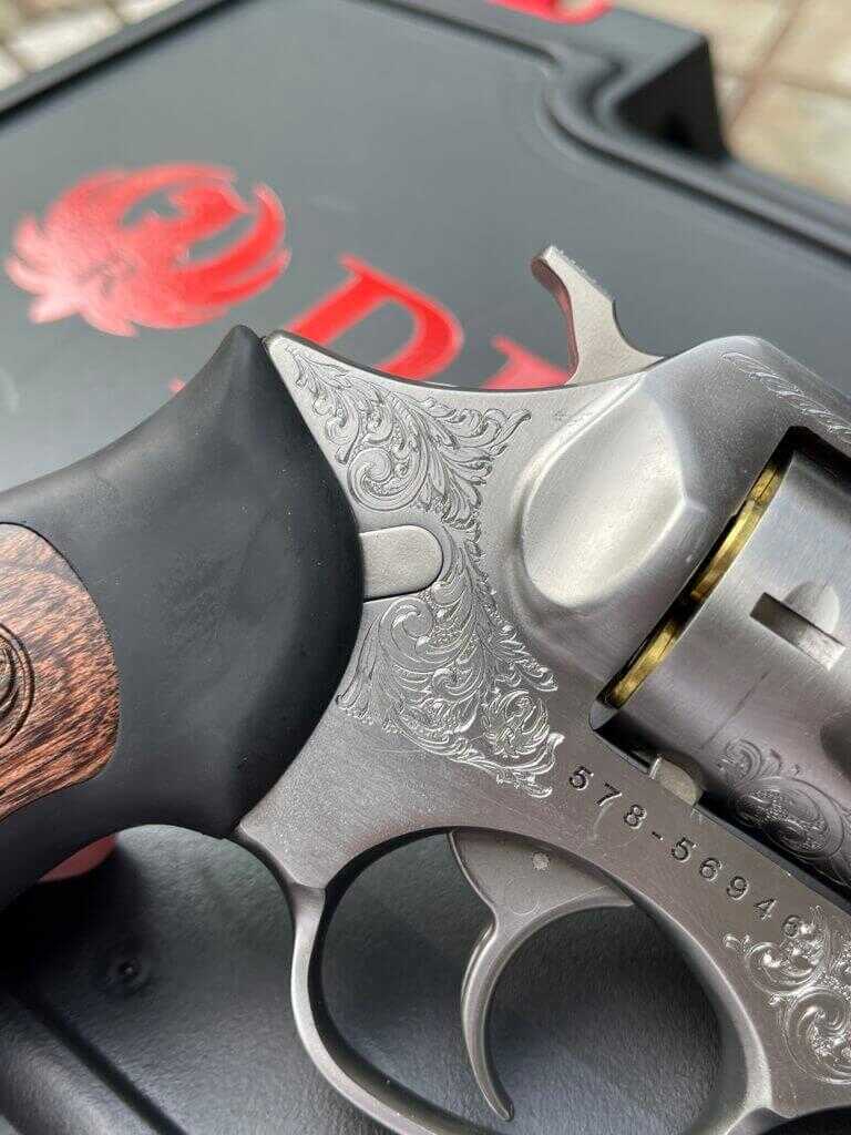 Ruger’s Classy SP101 TALO Special Frame and trigger on the TALO SP101 with elegant designs etched into the metal