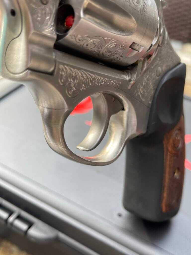 Ruger’s Classy SP101 TALO Special Close angled shot of the SP101 trigger and handle