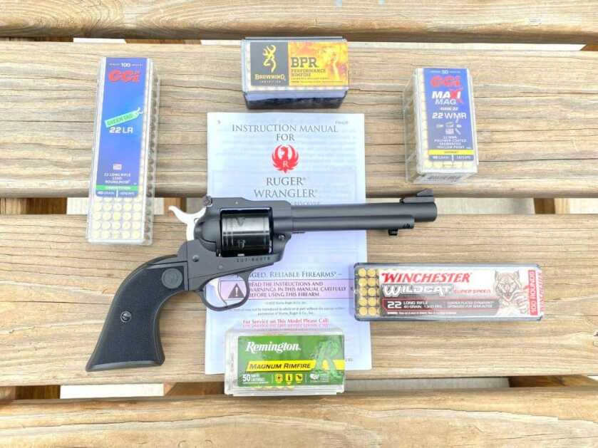 0 -- One Gun, Two Rimfires: Ruger’s Super Wrangler Gun sitting on bench with ammo