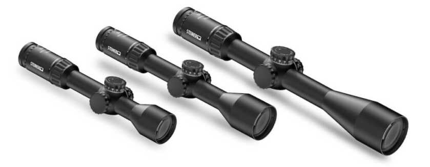 The Steiner H6Xi Riflescope Series: Tactical-Grade for Modern Hunters Three new riflescopes from Steiner over a white background.