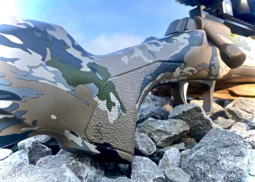Browning X-Bolt Speed SR OVIX camo stock with textured grip and forearm for nonslip handling
