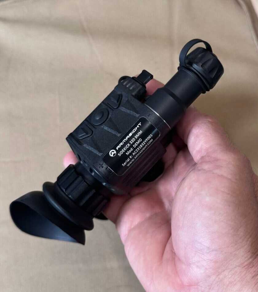 3 -- Small but Powerful: Armasight’s Sidekick 320 Thermal Handheld thermal scope in hand